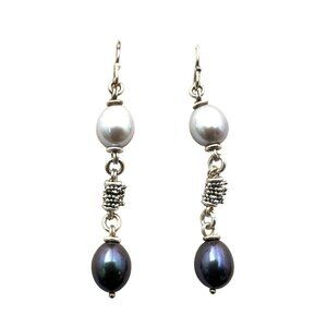 Michael Dawkins Women's Earrings Sterling Silver Pearl 2" Pierced Chandelier